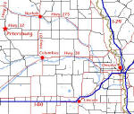 Link to enlarged view of Directions to Petersburg, NE